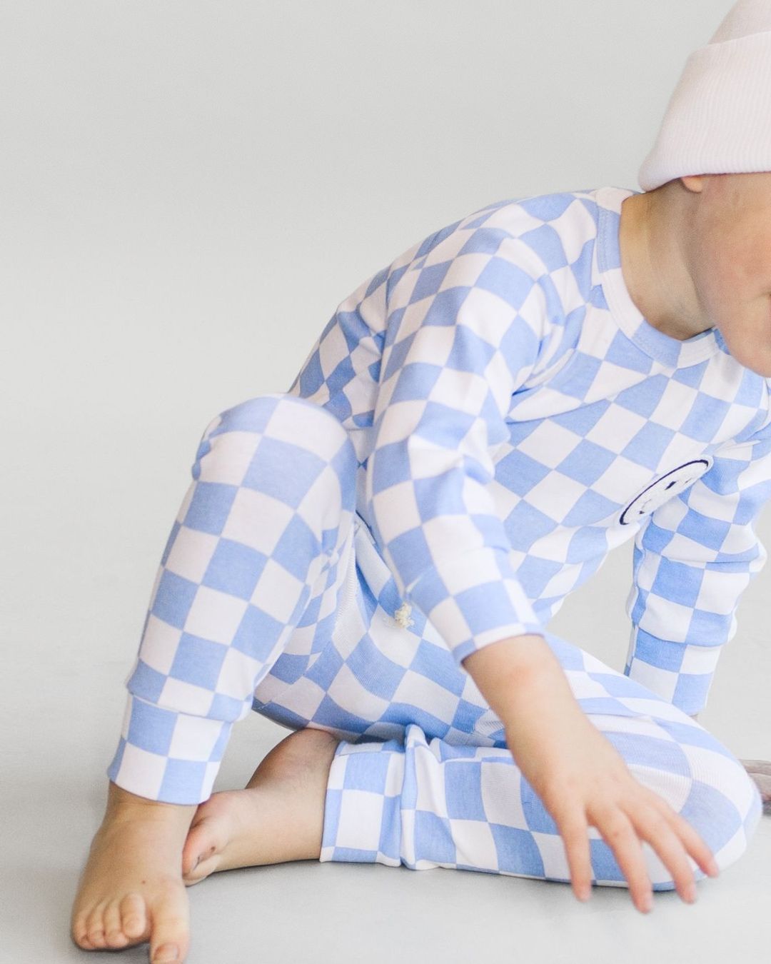 Checkered Smiley Lounge Set | Blue - Mack & Harvie