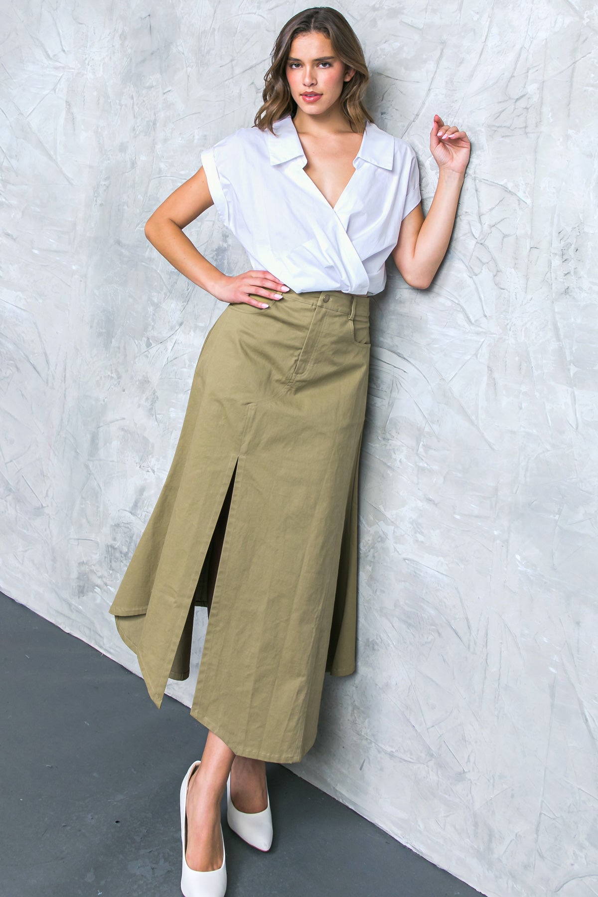 COMPLETE CRUSH TWILL MIDI SKIRT - Mack & Harvie