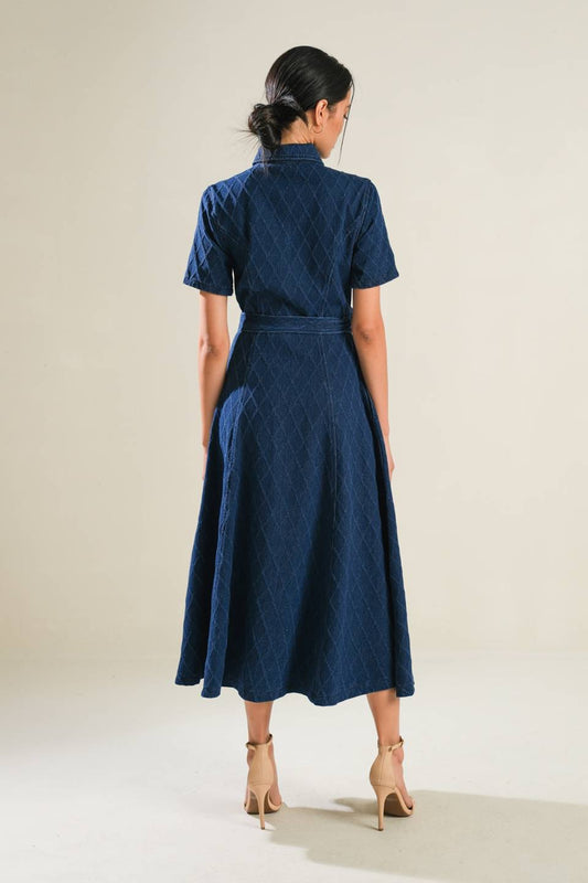 CONFIDENT STRIDES DENIM MIDI DRESS - Mack & Harvie
