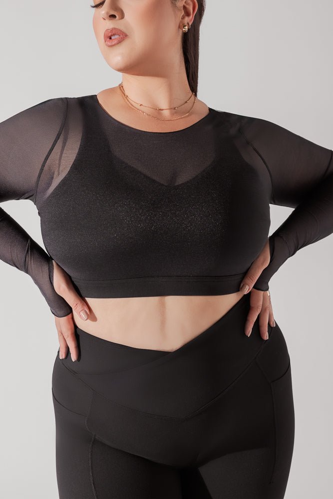 Coquette Long Sleeve Mesh Bra - Black - Mack & Harvie