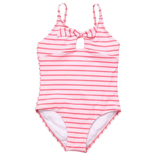 Coral Stripe Sustainable Bow Swimsuit - Mack & Harvie