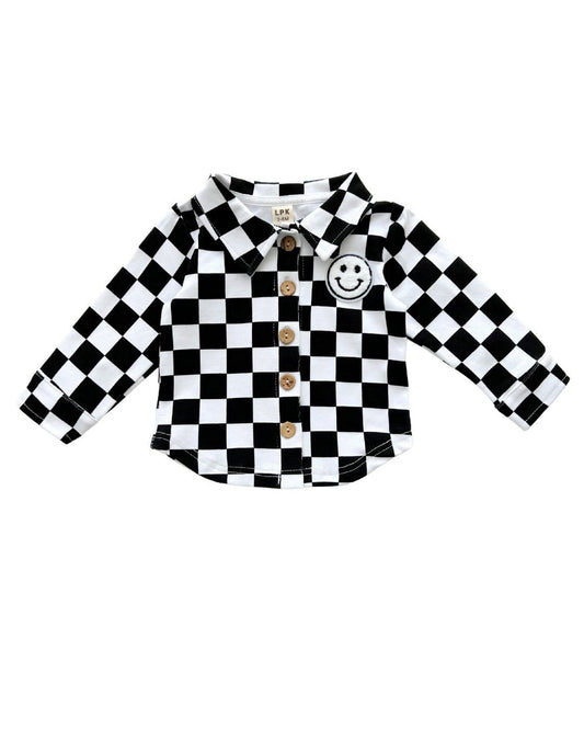 Cotton Shacket | Smiley Checkered Black - Mack & Harvie