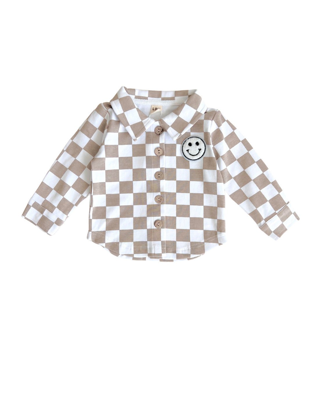 Cotton Shacket | Smiley Checkered Latte - Mack & Harvie