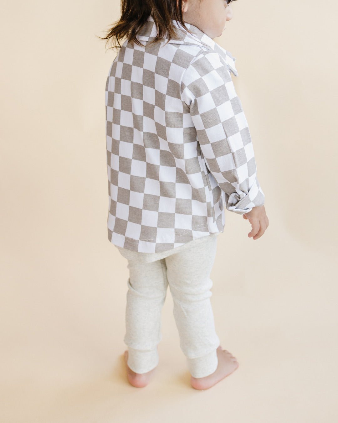 Cotton Shacket | Smiley Checkered Latte - Mack & Harvie