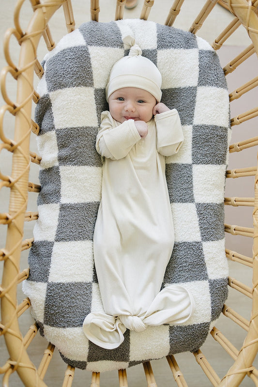 Cream Ribbed Bamboo Knot Gown - Mack & Harvie