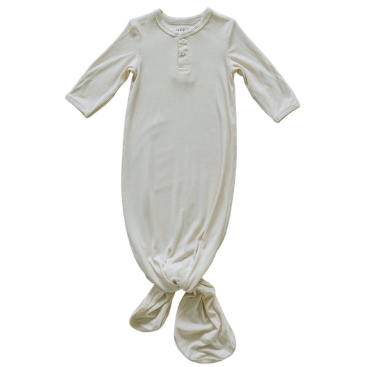 Cream Ribbed Bamboo Knot Gown - Mack & Harvie