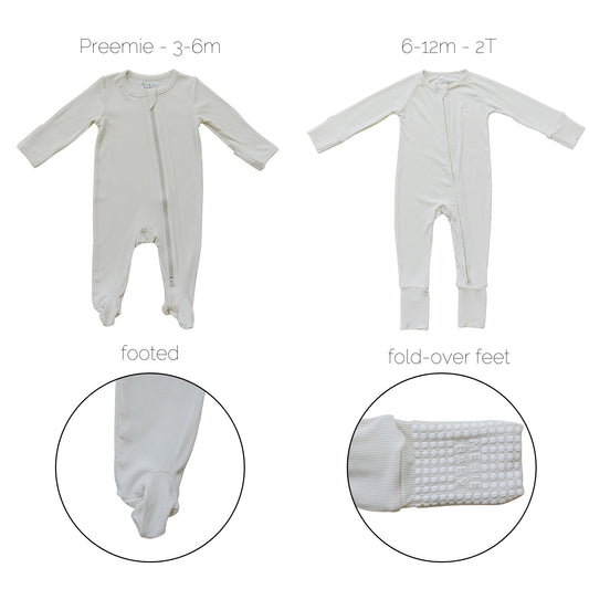Cream Ribbed Bamboo Zipper - Mack & Harvie