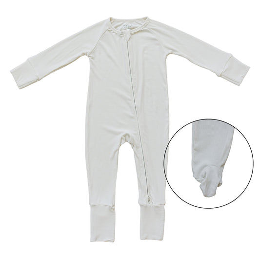 Cream Ribbed Bamboo Zipper - Mack & Harvie