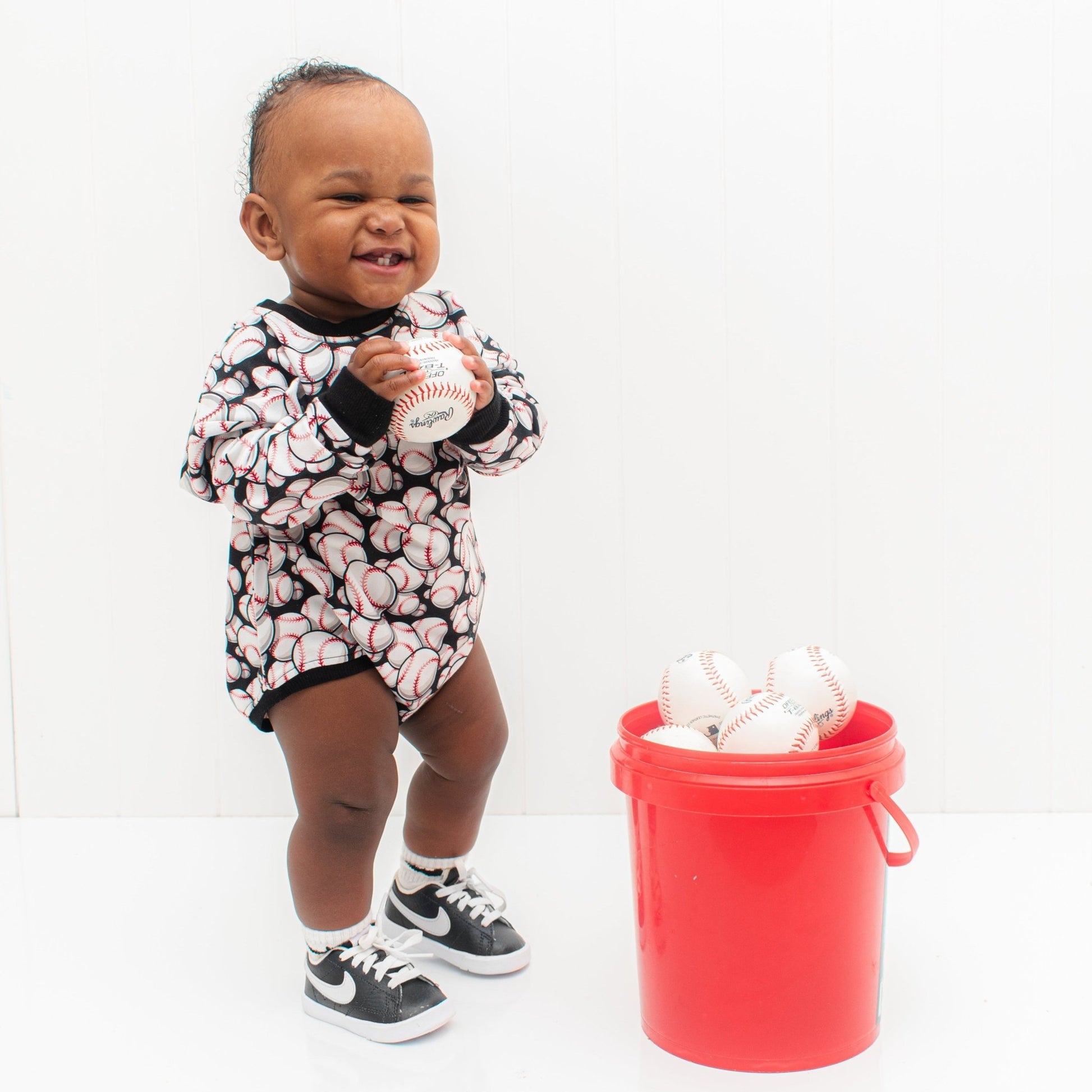 Crew Neck Romper- Baseball - Mack & Harvie