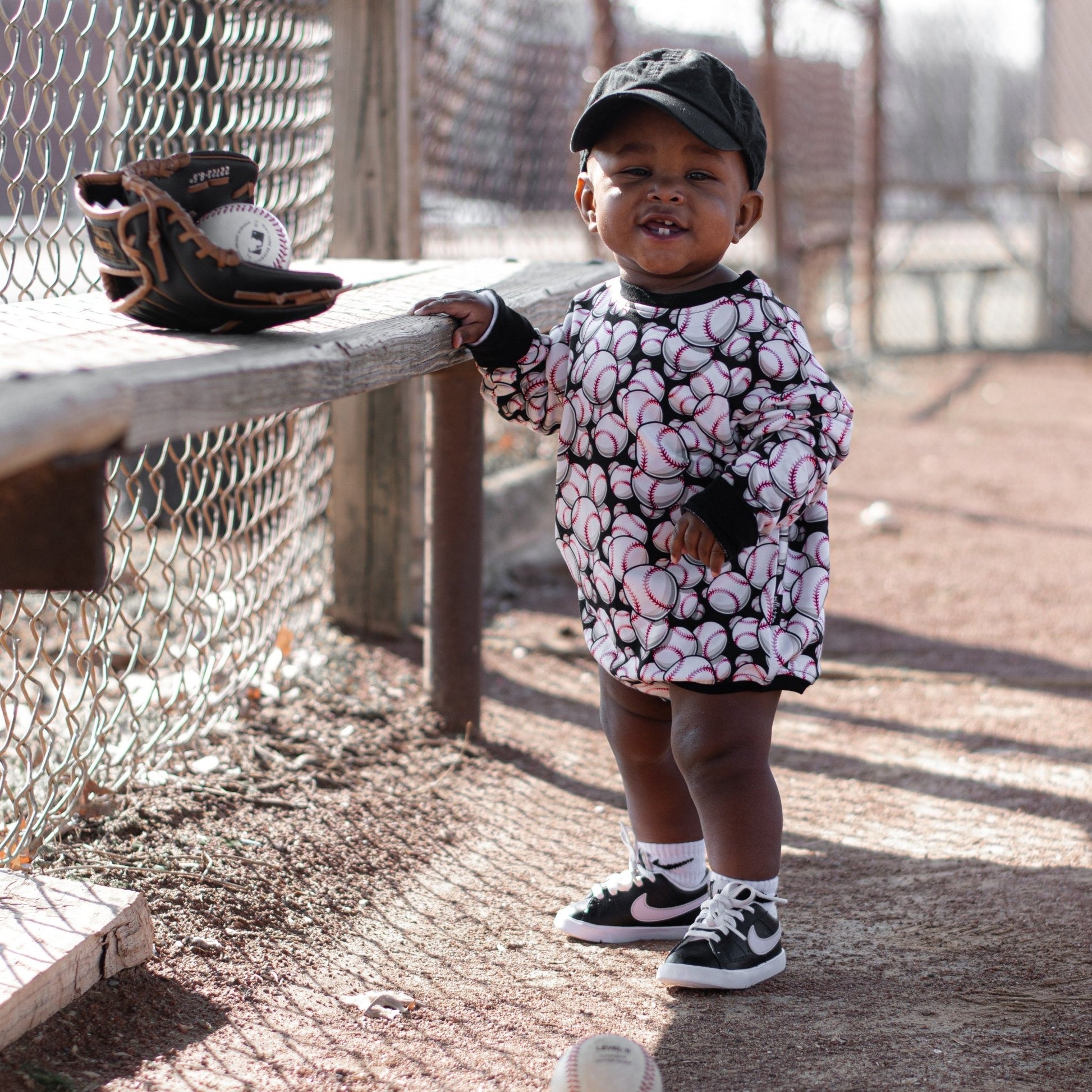 Crew Neck Romper- Baseball - Mack & Harvie