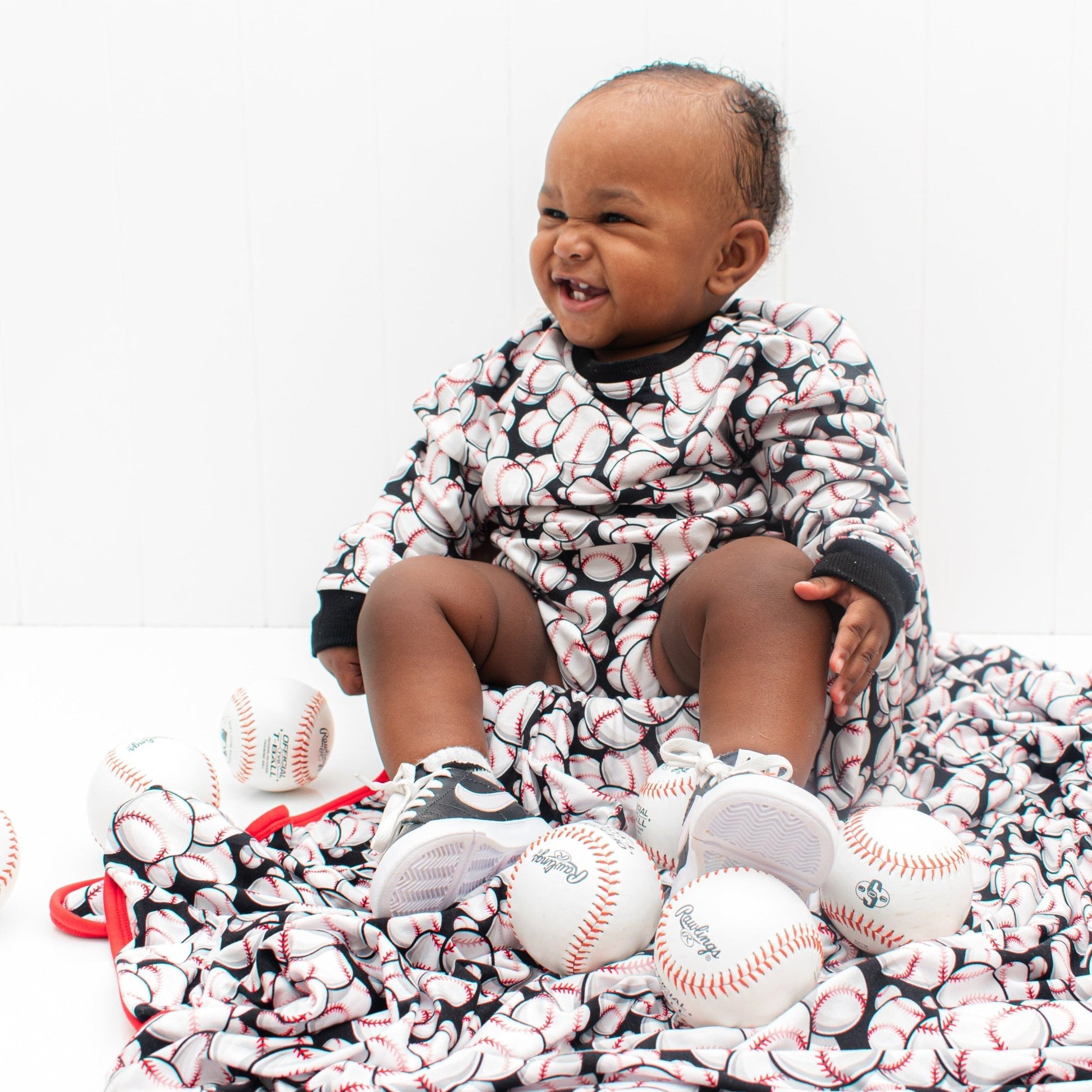 Crew Neck Romper- Baseball - Mack & Harvie