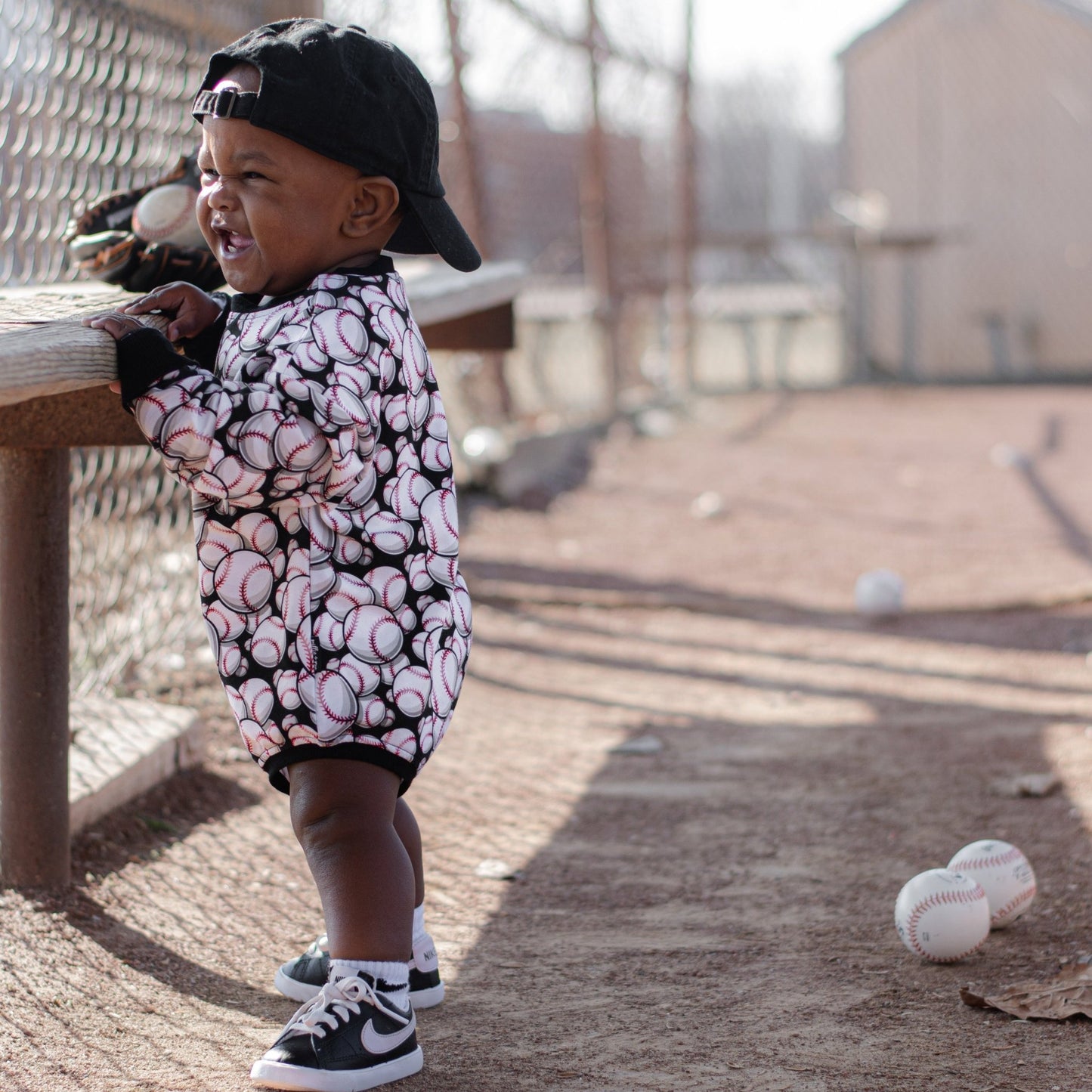 Crew Neck Romper- Baseball - Mack & Harvie