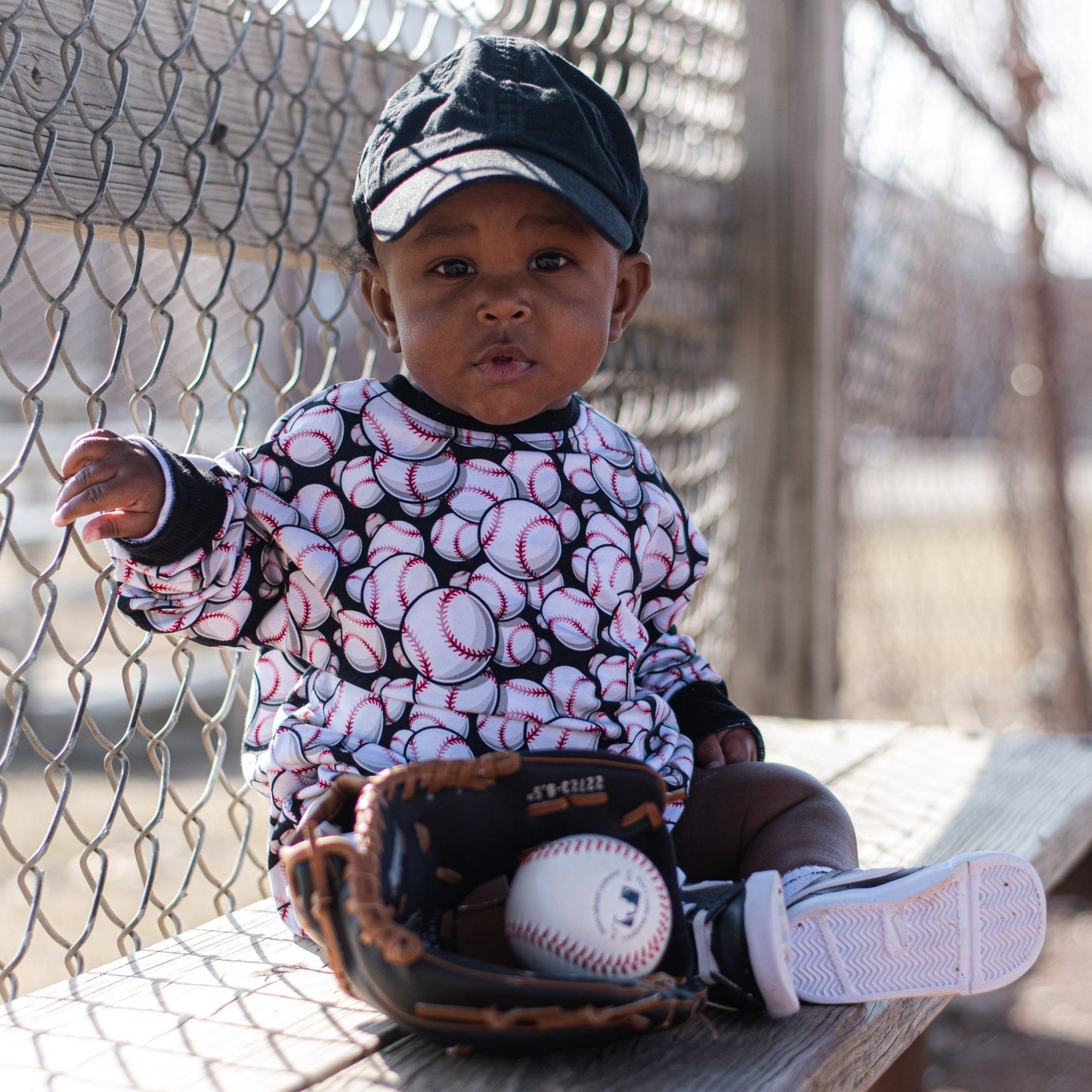 Crew Neck Romper- Baseball - Mack & Harvie