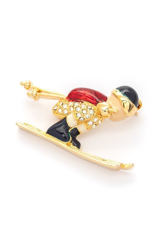 Crystal Skier Brooch - Mack & Harvie