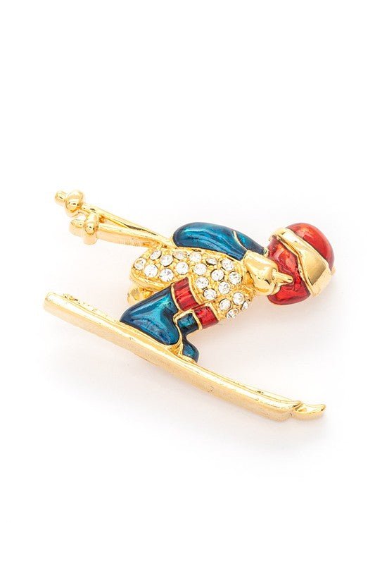 Crystal Skier Brooch - Mack & Harvie