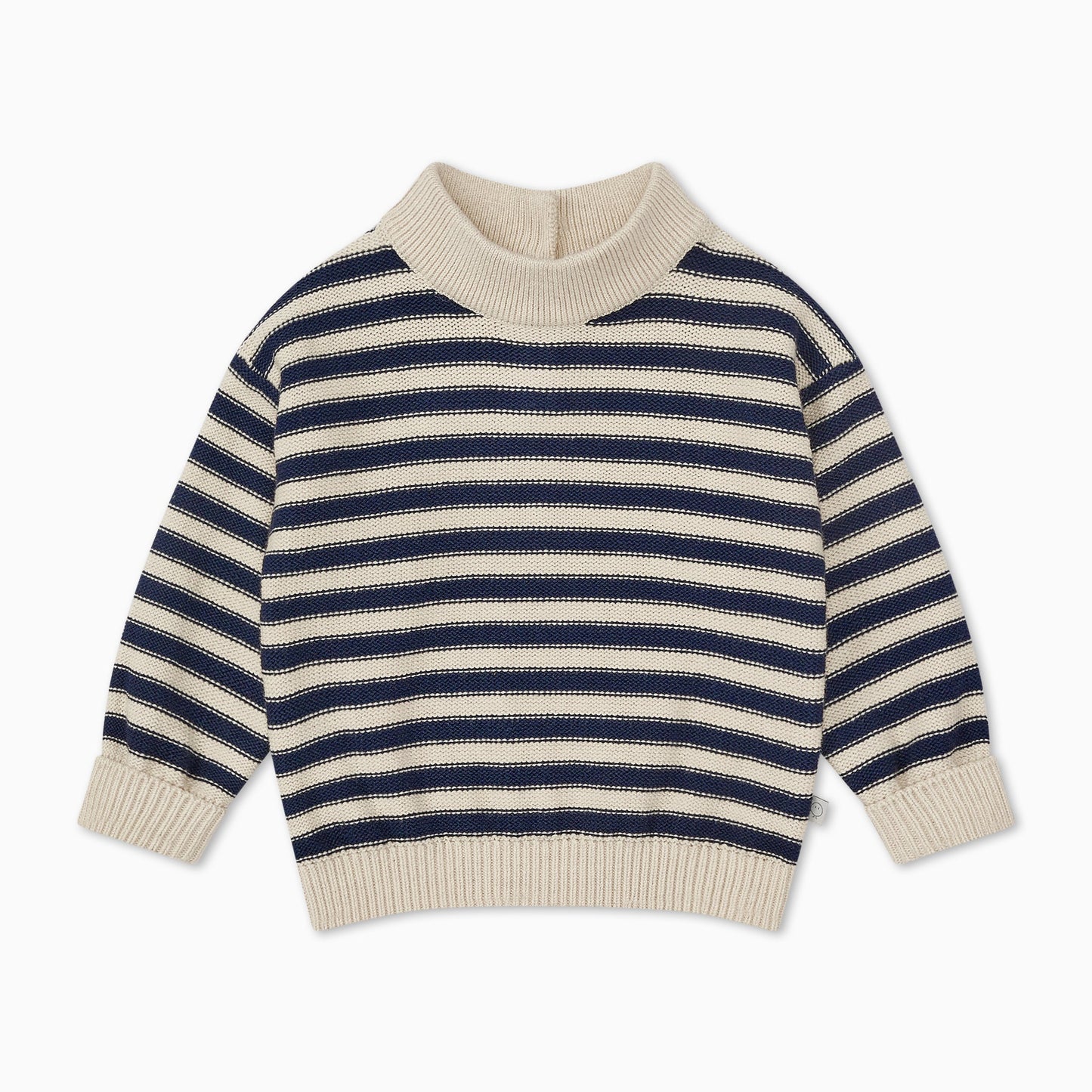 High Neck Knitted Stripe Jumper - Navy Stripe