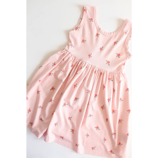 Bamboo Adventure Twirl Dress in Pink with Floral Prints
