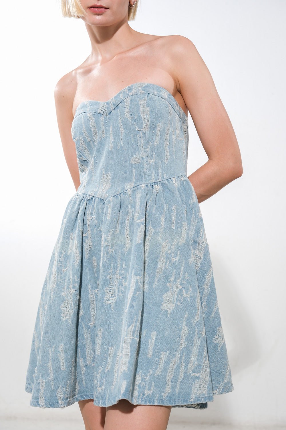 DELIGHTFULLY DAINTY DENIM MINI DRESS - Mack & Harvie