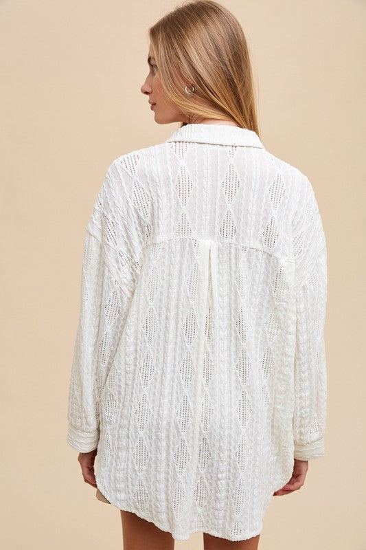 Button Down Drop Shoulder Shirt