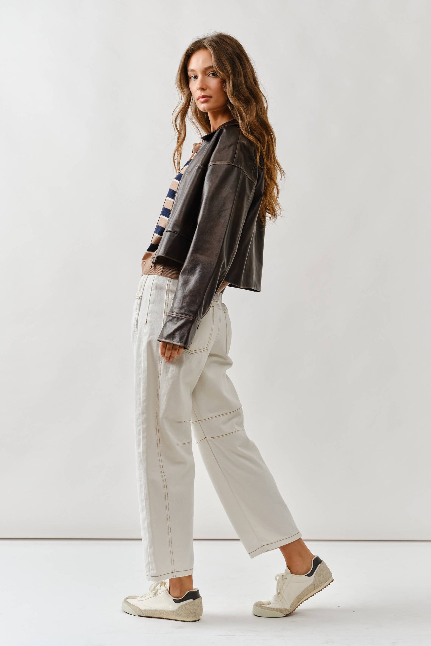 Brown Vintage Washed Leather Jacket