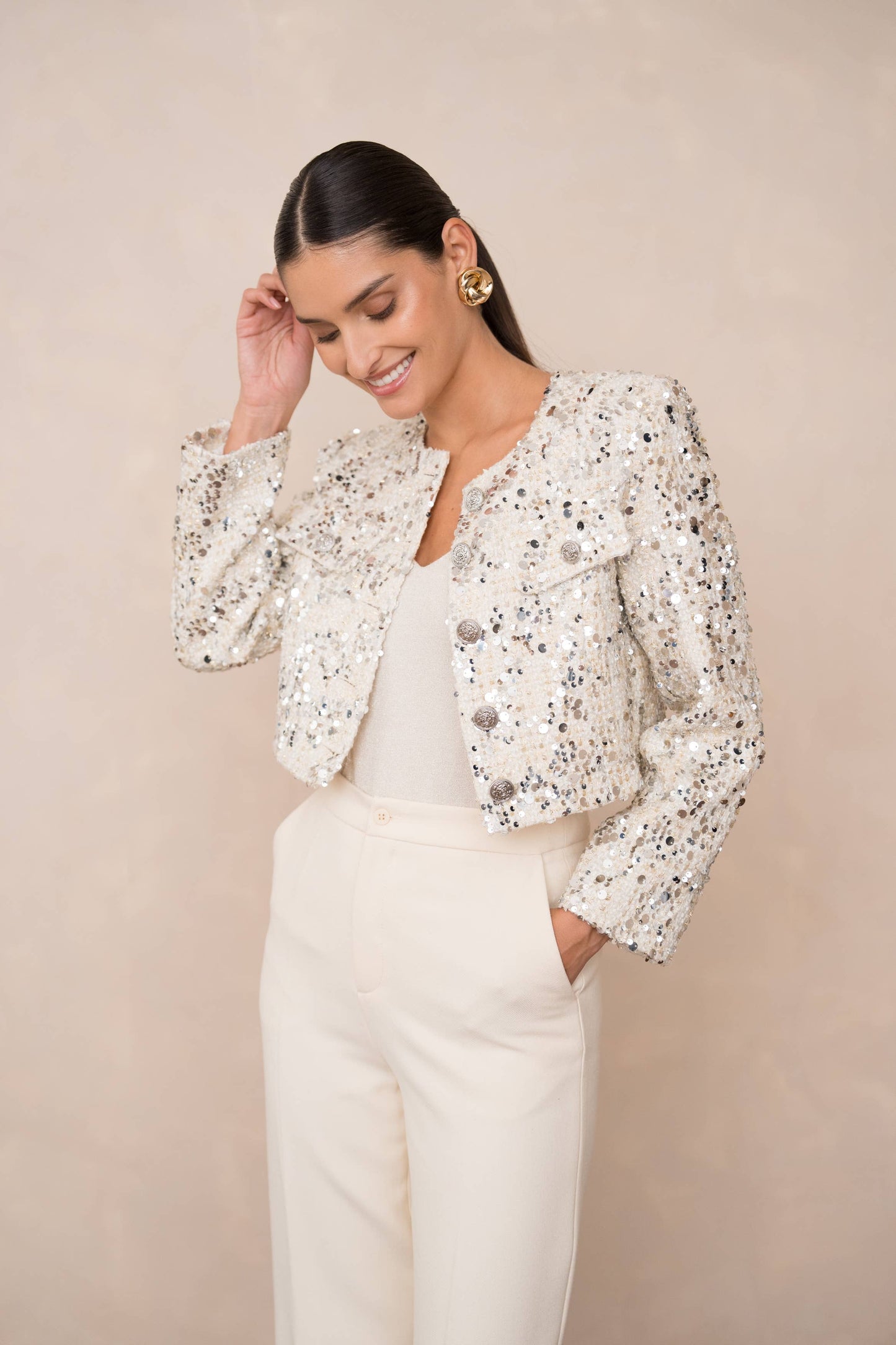 Jenny Silver Tweed Jacket