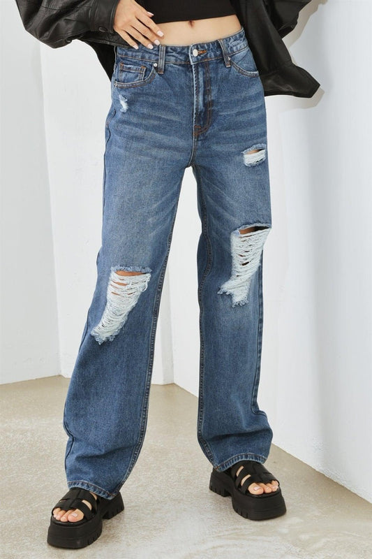 Distressed High Waist Jeans - Mack & Harvie