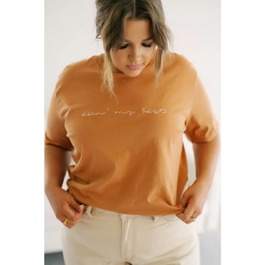 Doin' My Best Embroidered Cotton T-Shirt