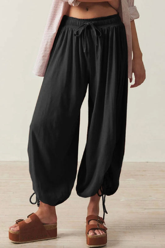 Drawstring Ruched Knit Pants