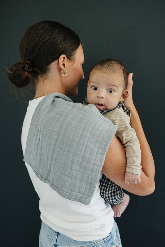 Dusty Blue Muslin Burp Cloth - Mack & Harvie