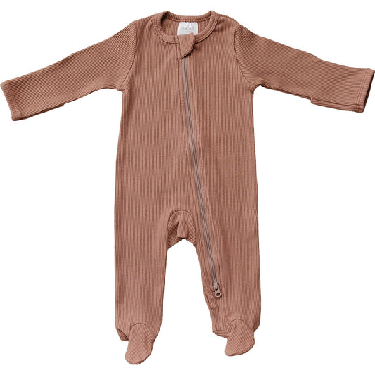 Dusty Rose Organic Cotton Ribbed Zipper - Mack & Harvie