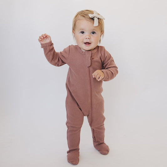 Dusty Rose Organic Cotton Ribbed Zipper - Mack & Harvie