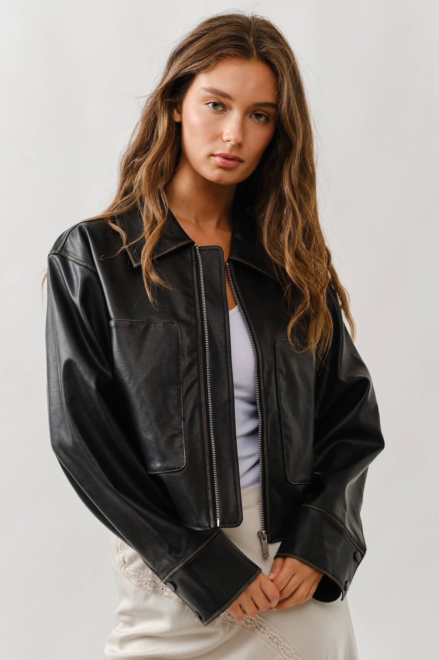 Brown Vintage Washed Leather Jacket
