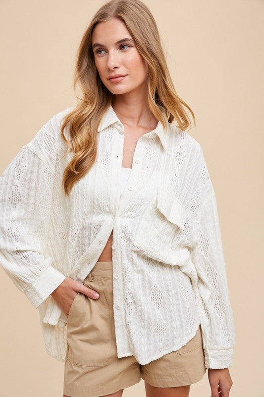 Button Down Drop Shoulder Shirt
