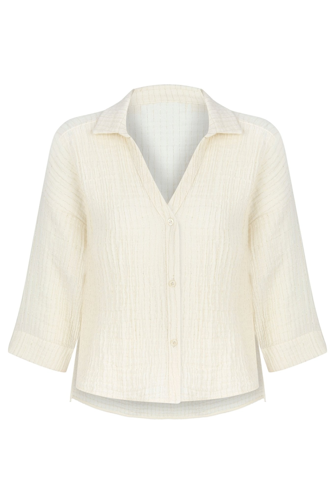 Echo Mini Shirt - Natural With Gold Stripes - Mack & Harvie