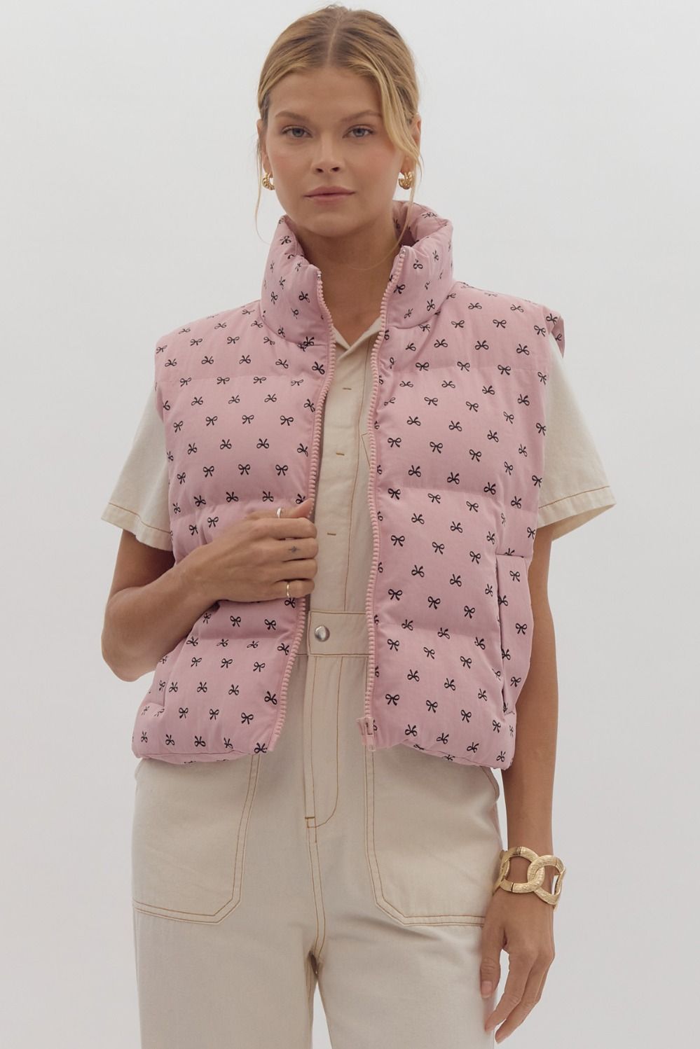 Sittin' Pretty Bow Puffer Vest