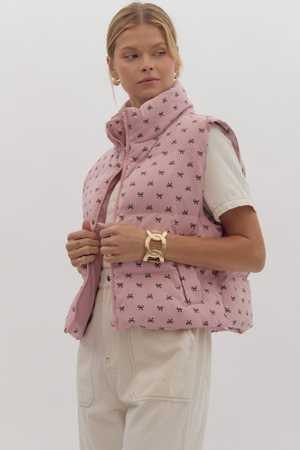 Sittin' Pretty Bow Puffer Vest