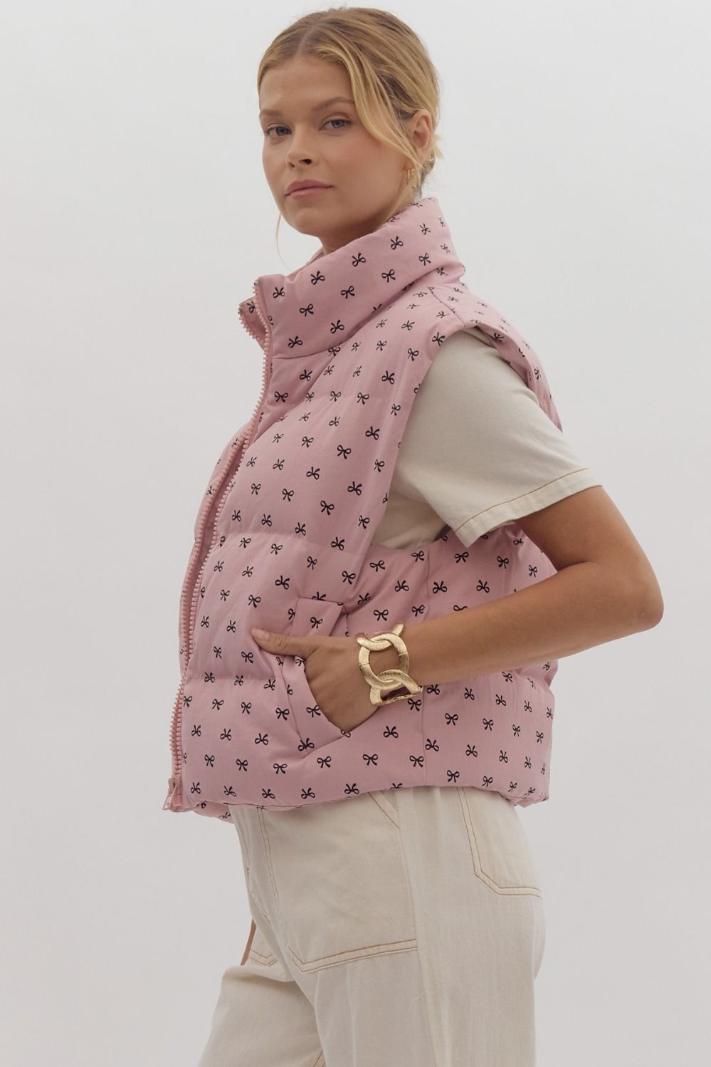 Sittin' Pretty Bow Puffer Vest