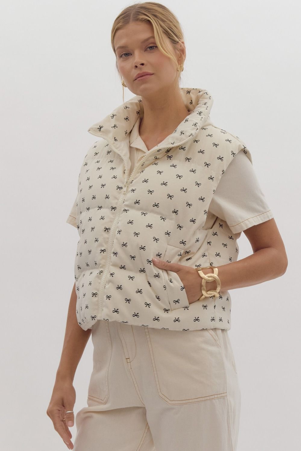 Sittin' Pretty Bow Puffer Vest