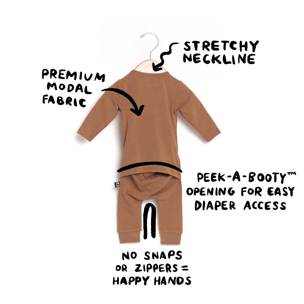 Essentials Peekabooty™ Rag Romper - 'Newborn Rag in Phantom' - Mack & Harvie