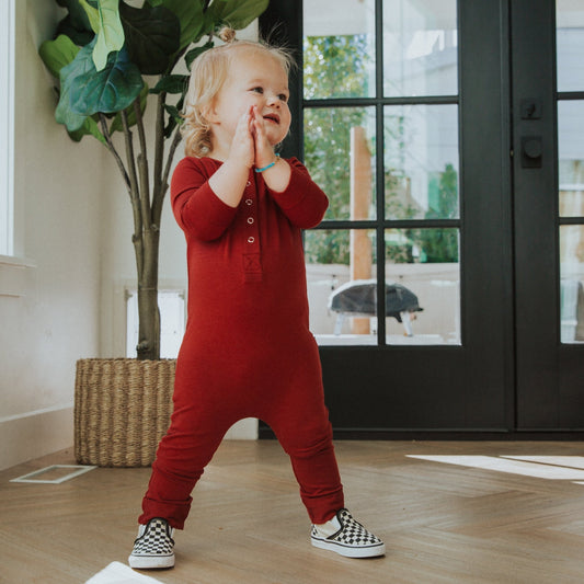 Essentials Rag Romper - 'Brick Red' - Mack & Harvie