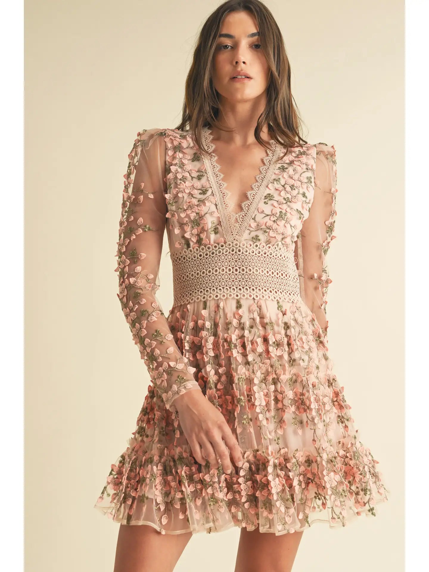 Floral Lace Mini Dress