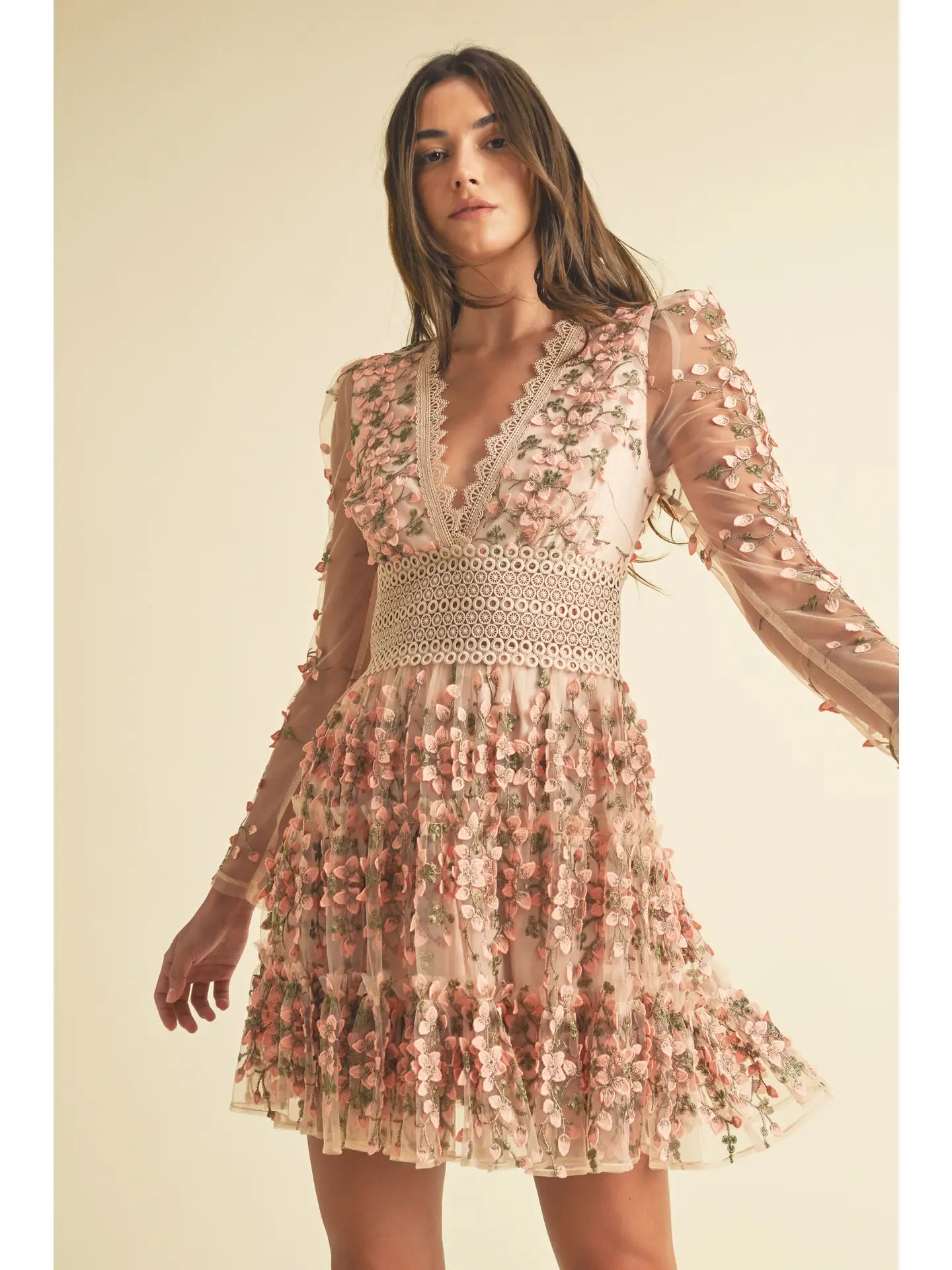Floral Lace Mini Dress