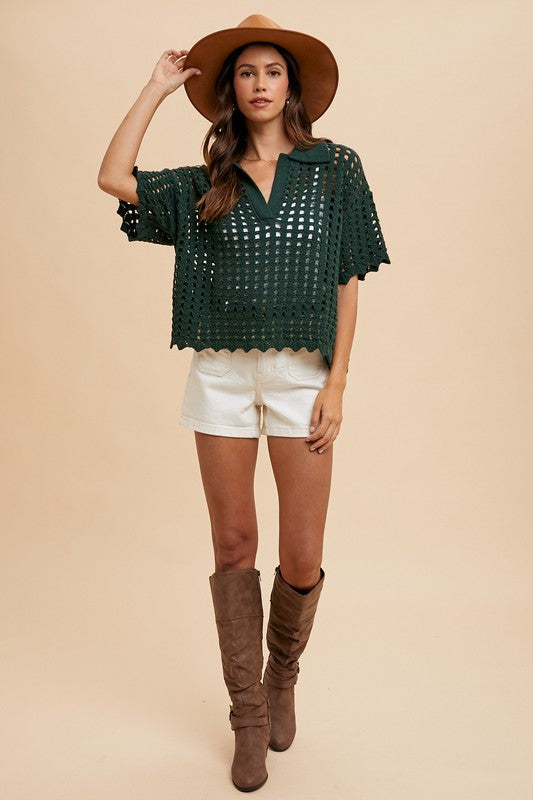 Johnny Collar Knit Cover Up