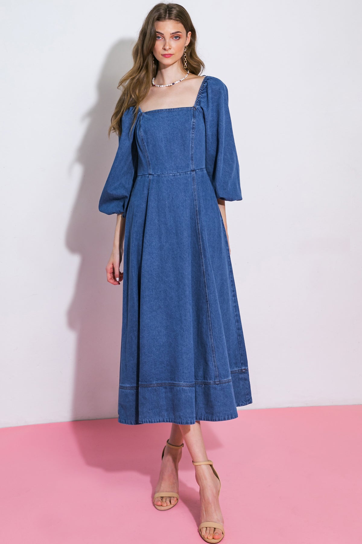 FEELIN'S GROOVY DENIM MIDI DRESS - Mack & Harvie