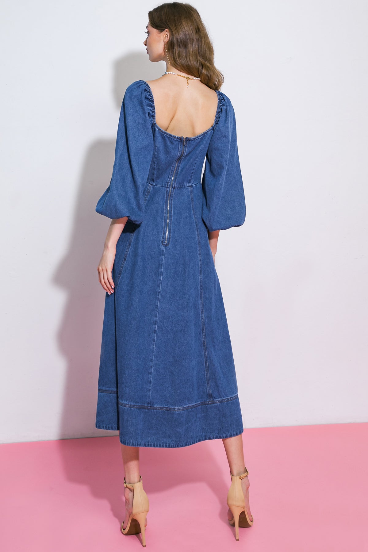 FEELIN'S GROOVY DENIM MIDI DRESS - Mack & Harvie