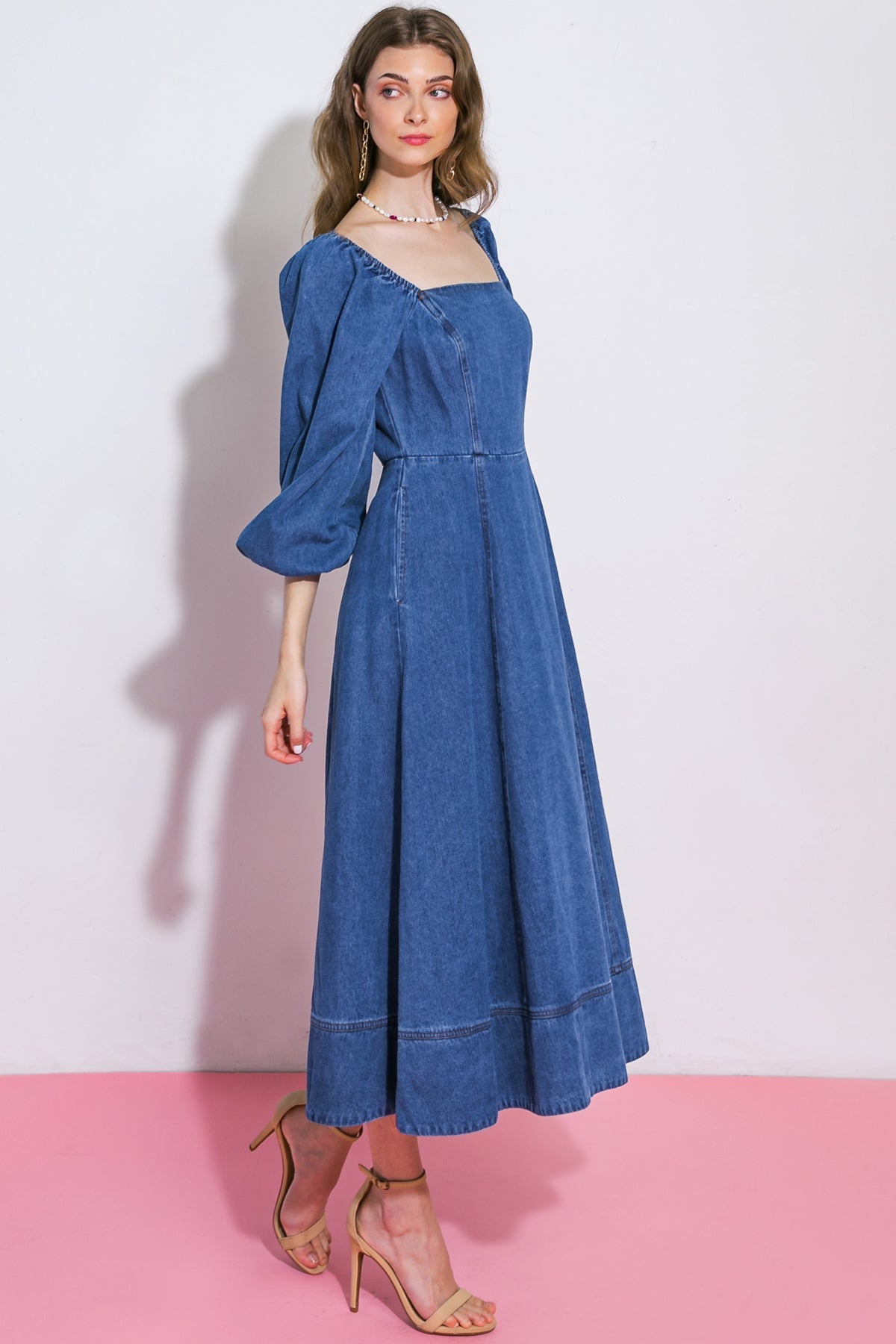 FEELIN'S GROOVY DENIM MIDI DRESS - Mack & Harvie