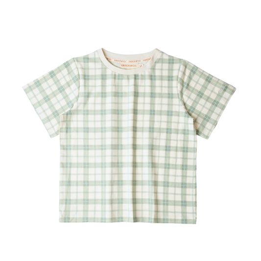 Oversized T-Shirt | Organic Cotton Jersey - Fern Plaid