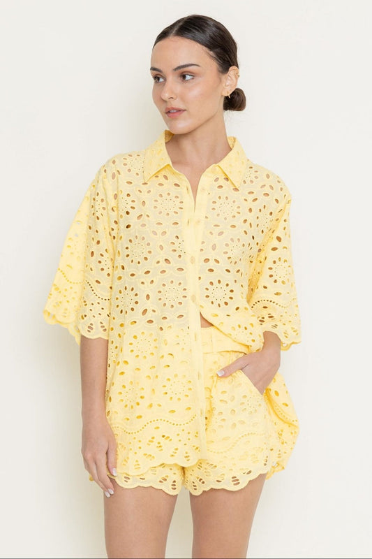 Eyelet Shorts Set