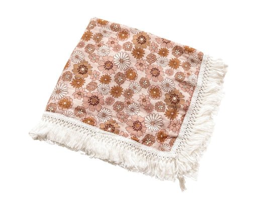 Fringe Swaddle Blanket - Retro Floral - Mack & Harvie