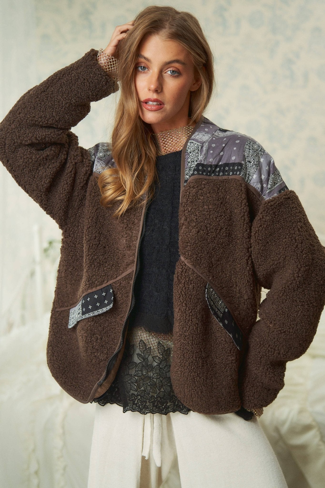 FUR SIDE POCKET LONG SLEEVE ZIPPER FRONT JACKET - Mack & Harvie